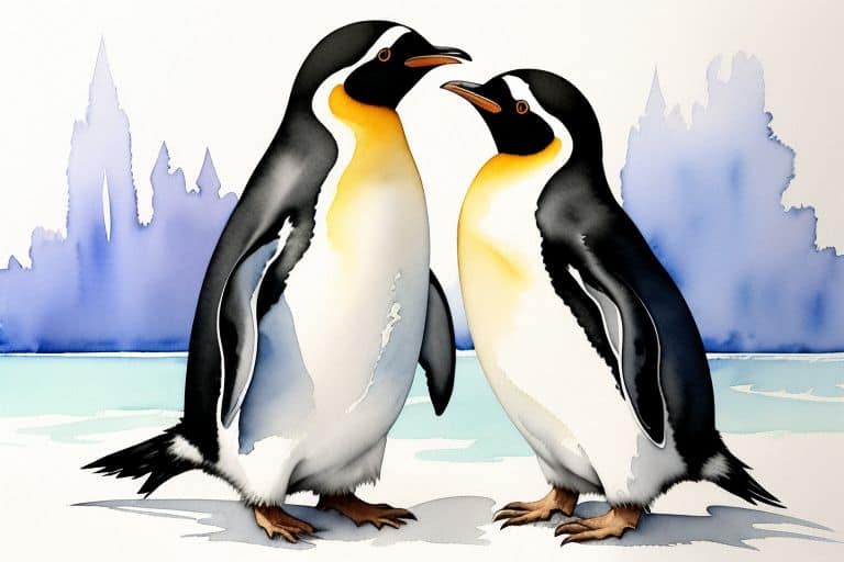 Penguin painting wile doing pick up lines