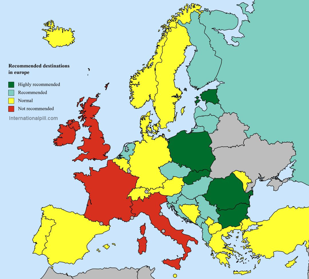 Best places for single men in europe map