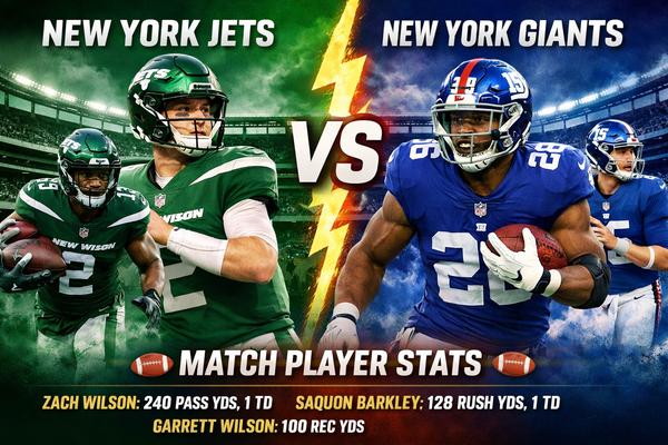 New York Jets vs New York Giants Match Player Stats