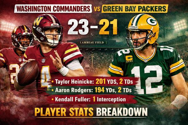 Washington Commanders vs Green Bay Packers Match Player Stats